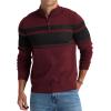 imageNITAGUT Mens Sweaters 14 Zip Up Striped Pullover Slim Fit Fall Winter Spring Long Sleeve Polo SweatersWine Red