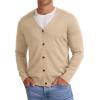 imageNITAGUT Mens Vintage Striped Long Sleeve Cardigan Sweater with Button V Neck Knitted SweatersBeige