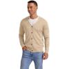 imageNITAGUT Mens Vintage Striped Long Sleeve Cardigan Sweater with Button V Neck Knitted SweatersBeige