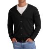 imageNITAGUT Mens Vintage Striped Long Sleeve Cardigan Sweater with Button V Neck Knitted SweatersBlack