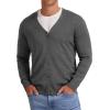 imageNITAGUT Mens Vintage Striped Long Sleeve Cardigan Sweater with Button V Neck Knitted SweatersDark Gray