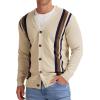 imageNITAGUT Mens Vintage Striped Long Sleeve Cardigan Sweater with Button V Neck Knitted SweatersStripe Beige Brown 3