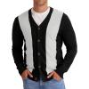 imageNITAGUT Mens Vintage Striped Long Sleeve Cardigan Sweater with Button V Neck Knitted SweatersStripe Black Gray 2