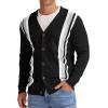 imageNITAGUT Mens Vintage Striped Long Sleeve Cardigan Sweater with Button V Neck Knitted SweatersStripe Black White Gray 3