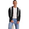 imageNITAGUT Mens Vintage Striped Long Sleeve Cardigan Sweater with Button V Neck Knitted SweatersStripe Black White Gray 3