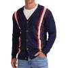 imageNITAGUT Mens Vintage Striped Long Sleeve Cardigan Sweater with Button V Neck Knitted SweatersStripe Blue Red Beige 3