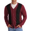 imageNITAGUT Mens Vintage Striped Long Sleeve Cardigan Sweater with Button V Neck Knitted SweatersStripe Red Black 2