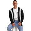 imageNITAGUT Mens Vintage Striped Long Sleeve Cardigan Sweater with Button V Neck Knitted SweatersStriped Black White 2