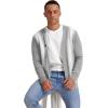 imageNITAGUT Mens Vintage Striped Long Sleeve Cardigan Sweater with Button V Neck Knitted SweatersStriped Gray White 2