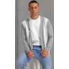 imageNITAGUT Mens Vintage Striped Long Sleeve Cardigan Sweater with Button V Neck Knitted SweatersStriped Gray White 2