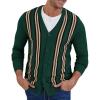 imageNITAGUT Mens Cardigan Sweater Vintage Striped VNeck Long Sleeve Button Down Knitted SweatersStripe Green