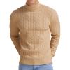 imageNITAGUT Mens Casual Turtleneck Sweaters Warm Twisted Pattern Knitted Slim Fit Pullover SweaterKhaki