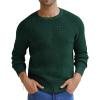 imageNITAGUT Mens Crewneck Pullover Sweater Waffle Textured Solid Knitted Soft Long Sleeve Sweaters with Ribbing EdgeDark Green