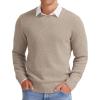 imageNITAGUT Mens Crewneck Sweater Soft Casual Classic Pullover Knitwear Lightweight Sweaters with Ribbing EdgeVg Beige