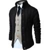 imageNITAGUT Mens Long Sleeve Stand Collar Cardigan Sweaters Button Down Cable Knitted Sweater01 Black