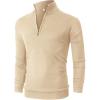 imageNITAGUT Mens Slim Fit Quarter Zip Mock Neck Polo Sweater Casual Long Sleeve Sweater and Turtleneck PulloverBeige