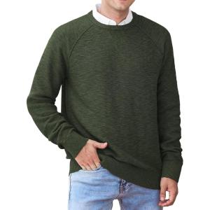 imageNITAGUT Mens Casual Knitted Crewneck Pullover SweaterArmy Green