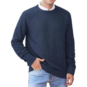 imageNITAGUT Mens Casual Knitted Crewneck Pullover SweaterNavy Blue