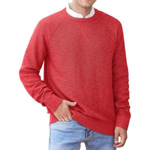 imageNITAGUT Mens Casual Knitted Crewneck Pullover SweaterRed