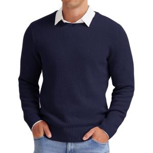 imageNITAGUT Mens Crewneck Sweater Soft Casual Classic Pullover Knitwear Lightweight Sweaters with Ribbing EdgeBlue