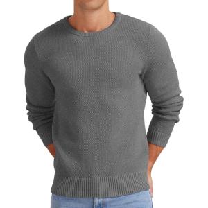 imageNITAGUT Mens Crewneck Sweater Soft Casual Classic Pullover Knitwear Lightweight Sweaters with Ribbing EdgeDark Gray