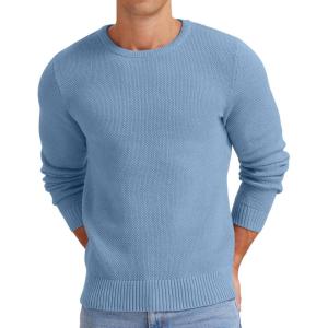 imageNITAGUT Mens Crewneck Sweater Soft Casual Classic Pullover Knitwear Lightweight Sweaters with Ribbing EdgeLight Blue