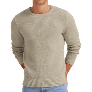 imageNITAGUT Mens Crewneck Sweater Soft Casual Classic Pullover Knitwear Lightweight Sweaters with Ribbing EdgeLight Camel