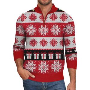 imageNITAGUT Mens Ugly Christmas Sweaters Funny Graphic Quarter Zip Sweaters Long Sleeve Knitted Pullover SweatersRed Christmas