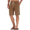 imageNITAGUT Mens Linen Casual Classic Fit Short Drawstring Summer Beach Shorts03 Dark Khaki