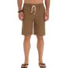 imageNITAGUT Mens Linen Casual Classic Fit Short Drawstring Summer Beach Shorts03 Dark Khaki