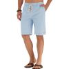 imageNITAGUT Mens Linen Casual Classic Fit Short Drawstring Summer Beach Shorts04light Blue