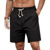 imageNITAGUT Mens Linen Shorts Classic Fit Short Elastic Waist Drawstring Summer Beach ShortsBlack