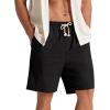 imageNITAGUT Mens Linen Shorts Classic Fit Short Elastic Waist Drawstring Summer Beach ShortsBlack