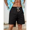 imageNITAGUT Mens Linen Shorts Classic Fit Short Elastic Waist Drawstring Summer Beach ShortsBlack
