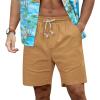 imageNITAGUT Mens Linen Shorts Classic Fit Short Elastic Waist Drawstring Summer Beach ShortsDark Khaki