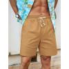 imageNITAGUT Mens Linen Shorts Classic Fit Short Elastic Waist Drawstring Summer Beach ShortsDark Khaki