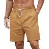 imageNITAGUT Mens Linen Shorts Classic Fit Short Elastic Waist Drawstring Summer Beach ShortsDark Khaki