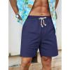 imageNITAGUT Mens Linen Shorts Classic Fit Short Elastic Waist Drawstring Summer Beach ShortsNavy Blue