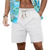 imageNITAGUT Mens Linen Shorts Classic Fit Short Elastic Waist Drawstring Summer Beach ShortsWhite