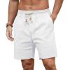 imageNITAGUT Mens Linen Shorts Classic Fit Short Elastic Waist Drawstring Summer Beach ShortsWhite