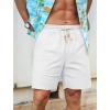 imageNITAGUT Mens Linen Shorts Classic Fit Short Elastic Waist Drawstring Summer Beach ShortsWhite
