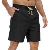 imageNITAGUT Mens Linen Shorts Summer Beach Casual Drawstring Shorts with Multi PocketsBlack