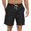 imageNITAGUT Mens Linen Shorts Summer Beach Casual Drawstring Shorts with Multi PocketsBlack