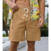 imageNITAGUT Mens Linen Shorts Summer Beach Casual Drawstring Shorts with Multi PocketsDark Khaki