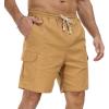imageNITAGUT Mens Linen Shorts Summer Beach Casual Drawstring Shorts with Multi PocketsDark Khaki