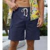 imageNITAGUT Mens Linen Shorts Summer Beach Casual Drawstring Shorts with Multi PocketsNavy Blue