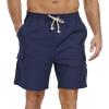 imageNITAGUT Mens Linen Shorts Summer Beach Casual Drawstring Shorts with Multi PocketsNavy Blue