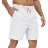 imageNITAGUT Mens Linen Shorts Summer Beach Casual Drawstring Shorts with Multi PocketsWhite