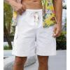 imageNITAGUT Mens Linen Shorts Summer Beach Casual Drawstring Shorts with Multi PocketsWhite