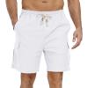 imageNITAGUT Mens Linen Shorts Summer Beach Casual Drawstring Shorts with Multi PocketsWhite
